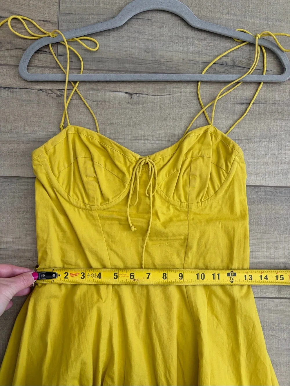 Cleobella Lennon Tie Strap Sleeveless Corset Cotton Mini Dress Golden Yellow S - Picture 9 of 10